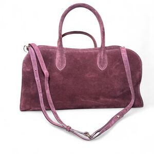 Claudia Firenze burgundy suede top-handle shoulder/crossbody bag, gold feet
